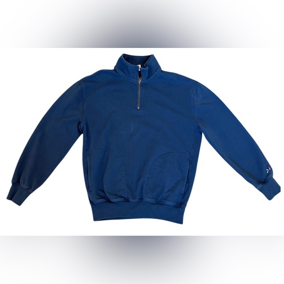 J. Crew - Vintage 90's Unisex 100% Cotton 1/4 Zip Pullover - Blue - Size X-Small - Picture 1 of 8